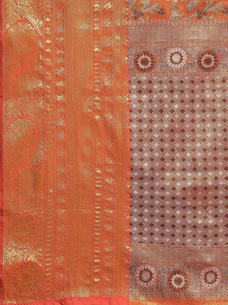 Women's Brocade Soft Silk Zari Woven Saree With Unstiched Blouse Piece view 4