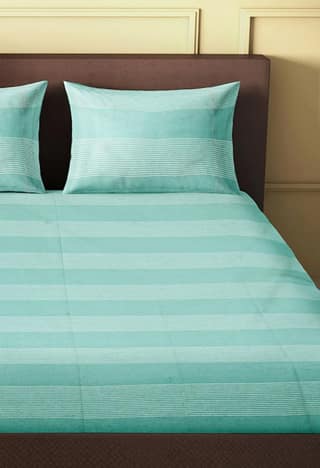 Handloom Cotton Bedsheet With Pillow Covers - Blue