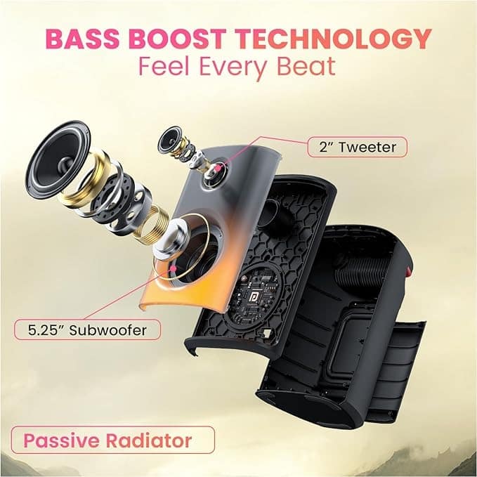 Portronics Dash 8 60W Bluetooth Party Speaker with Bass Boost Technology, Upto 6 Hours Playtime, Wired Karaoke Mic, TWS Mode, USB, AUX in, BT 5.3v, Full Screen LED Effect, Type C Charging view 3