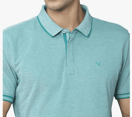 Men's Light Blue Polo T-Shirt with Contrast Collar & Sleeve Trim view 3