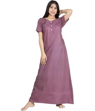 Favnic Cotton Nighty & Night Gowns - Purple