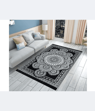 FURNISHING HUT Maroon Cotton Carpet Floral 5x7 Ft