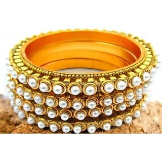 Omsar Jewelry Copper Gold-plated Kada (Pack of 4)