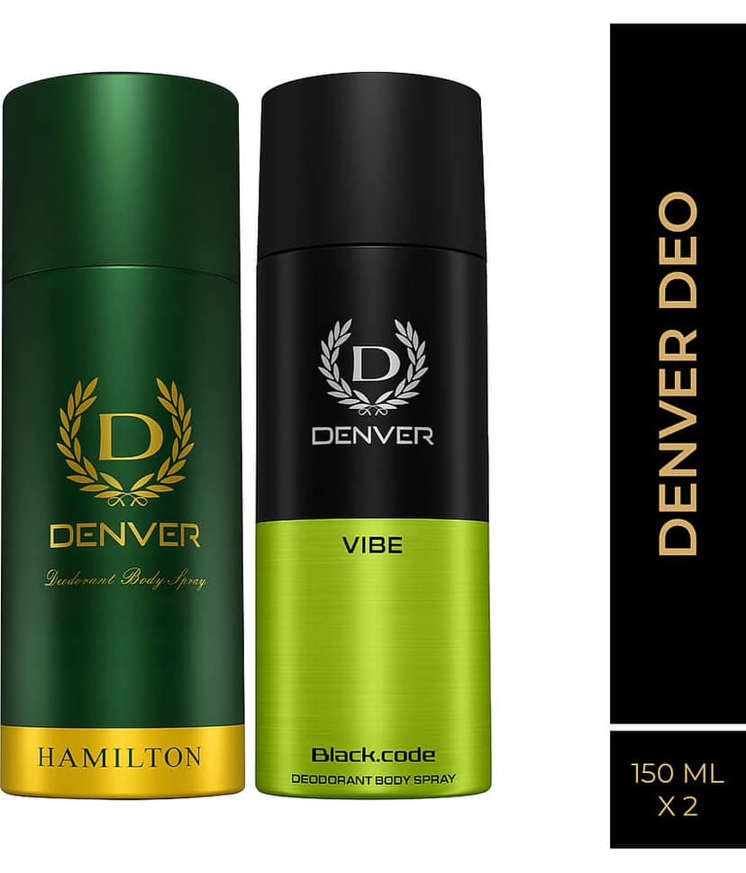 Denver Hamilton & Black Code Vibe Long Lasting Deodorant Spray For Men 150 ml Each (Pack of 2)