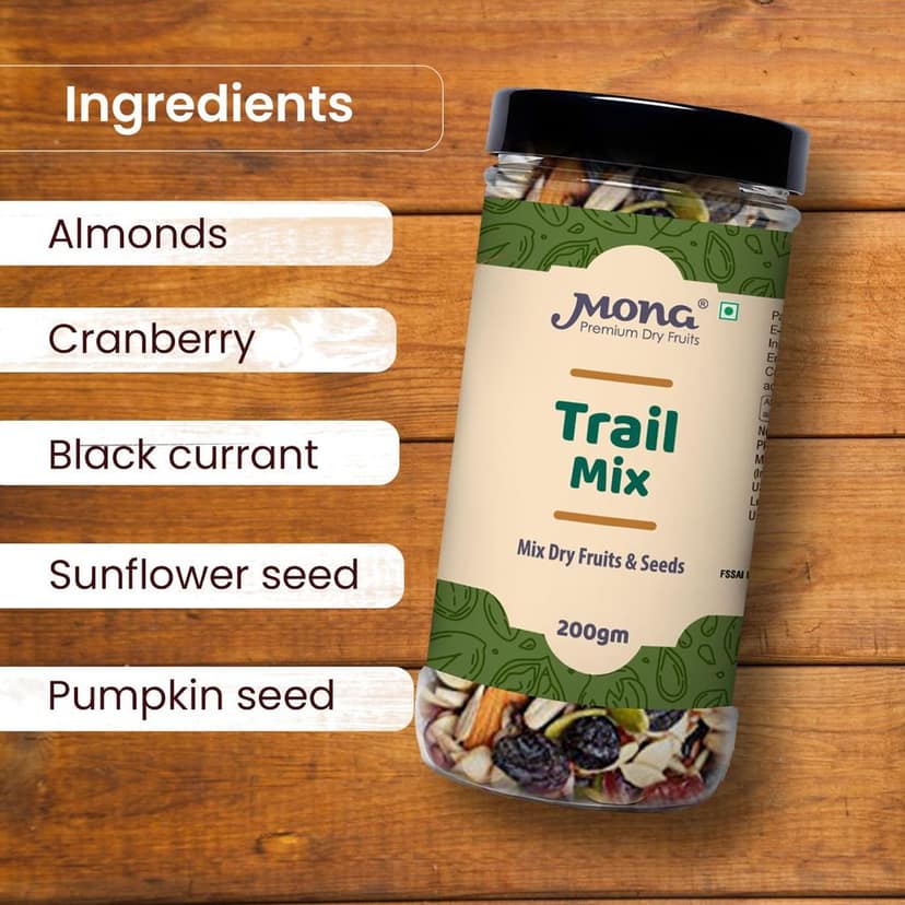 Mona Dry Fruits Trail Mix 200gm Healthy Snack with Nuts, Dried Fruits & Seeds Perfect for On-the-Go Energy, Packed with Protein & Fiber Mix Dryfruit view 5