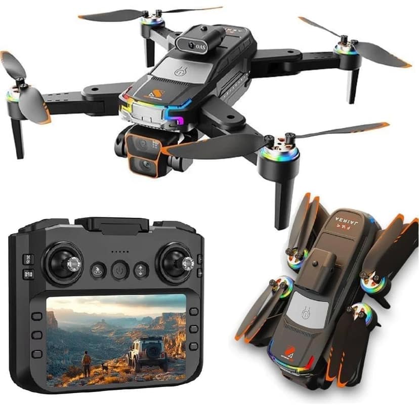 JS39P Drone with Dual 8K Camera, Dual Battery, 8GB Memory Card, Big Screen Remote Controller, 360° Obstacle Avoidance, Foldable RC Quadcopter for Kids & Beginners view 4