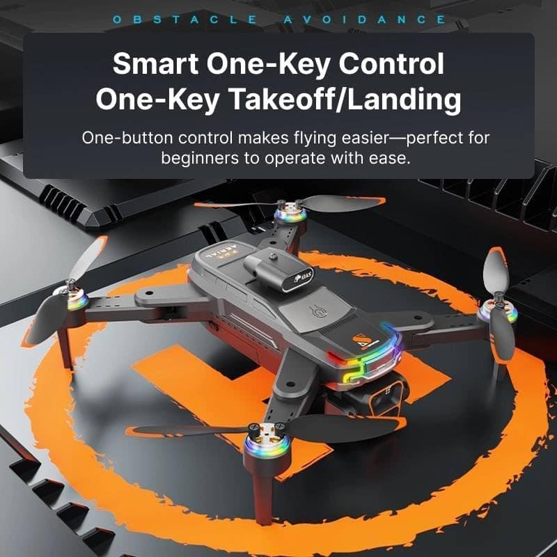 JS39P Drone with Dual 8K Camera, Dual Battery, 8GB Memory Card, Big Screen Remote Controller, 360° Obstacle Avoidance, Foldable RC Quadcopter for Kids & Beginners view 5