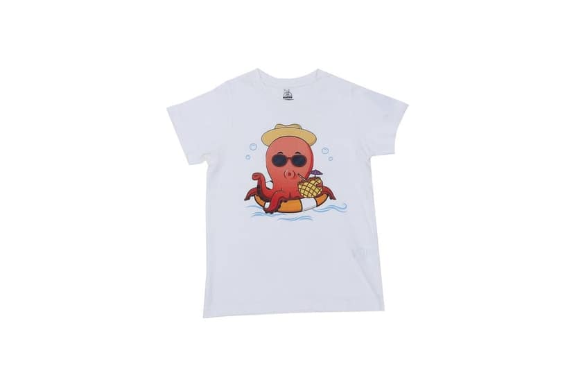 KUCHU On Octopus (8–9 Years) | Graphic T-Shirt | Regular Fit | Breathable Fabric | Summer Wear White view 5