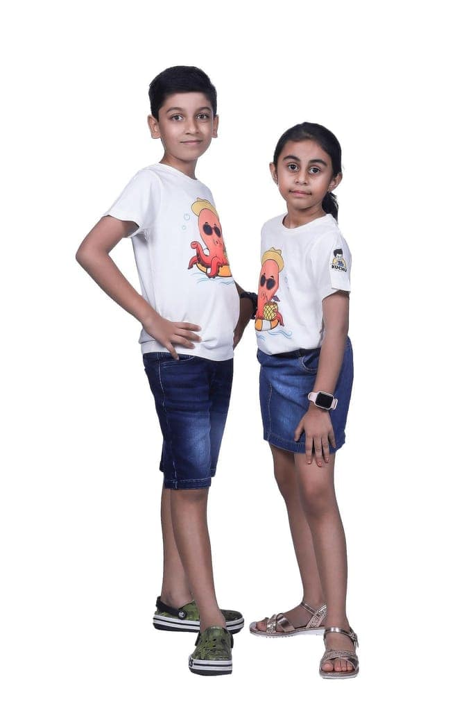 KUCHU On Octopus (8–9 Years) | Graphic T-Shirt | Regular Fit | Breathable Fabric | Summer Wear White view 8