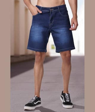 ZAYSH Navy Blue Cotton Blend Men's Denim Shorts ( Pack of 1 )