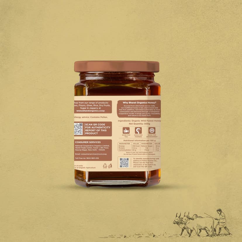 Bharat Organics Organic Wild Forest Honey - 500g view 2