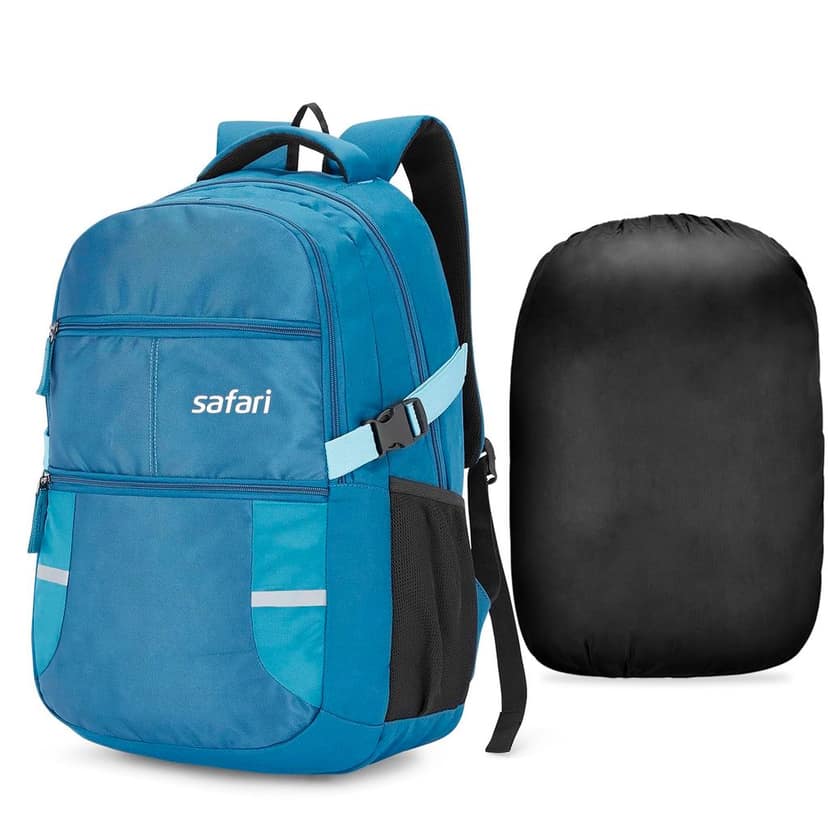 Omega Spacious/Large 5 Compartment Laptop Backpack With Raincover, College Bag, Travel Bag For Unisex, Teal, 30 Litre view 3
