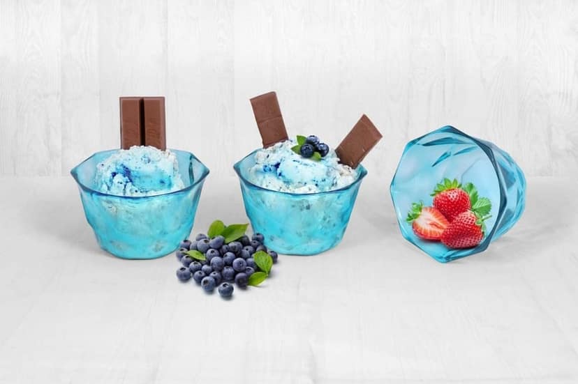 HAPPI Unbreakable Plastic Transparent Ice Cream Cup , Ice Cream Bowl, Dessert Bowl, Diamond Shape Pudding Cup Bowls 350 ml (Pack of 6 - Blue) view 2