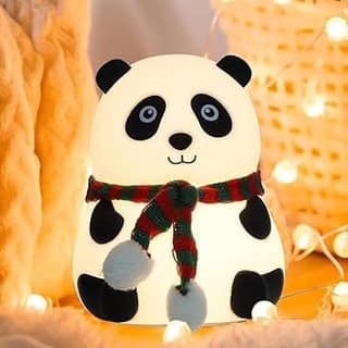 Panda Light Night Lamp for Kids Bedroom, 8-Color LED Changing Silicone Night Light, Adorable Room Decor and Gift for Girls and Boys