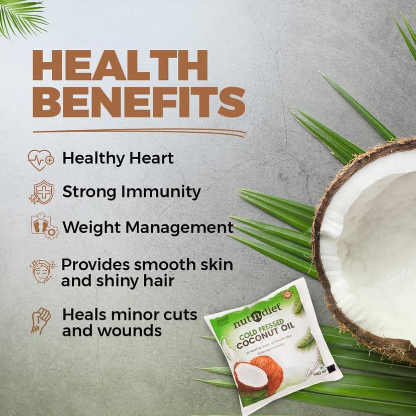 nutndiet Cold Pressed Coconut Oil For Baby Massage, Hair Care, Skin Care And Cooking, PET Bottle 1 Litre view 4
