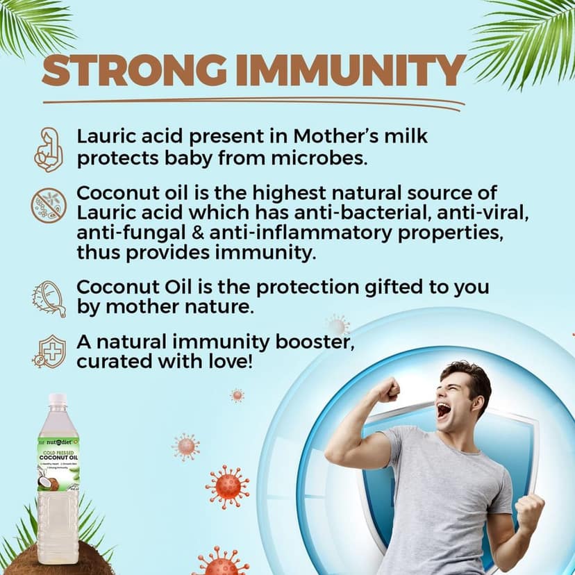 nutndiet Cold Pressed Coconut Oil For Baby Massage, Hair Care, Skin Care And Cooking, PET Bottle 1 Litre view 6