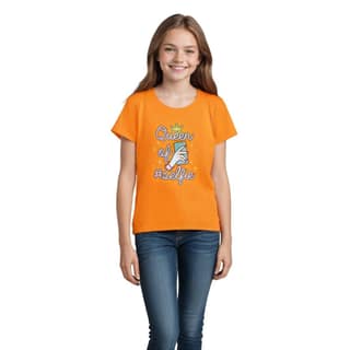 Girls T shirt Cotton Vibrant Orange Queen of Selfie