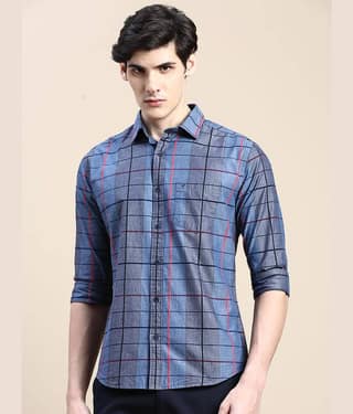 Showoff Cotton Blend Regular Fit Checks Full Sleeves Men's Casual Shirt - Grey ( Pack of 1 )