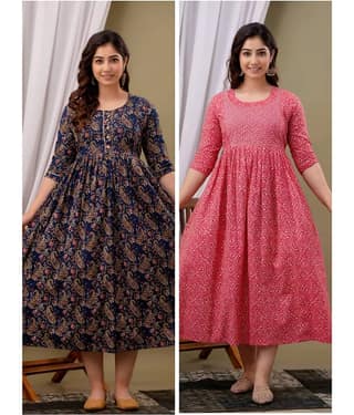 Nevisha Style Multi Color Cotton Maternity Kurta Pack of 2