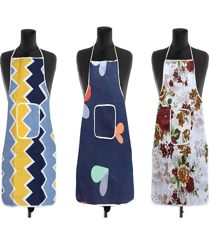 Aazeem Others Printed Kitchen Apron with 1 Center Pocket ( Pack of 2 )