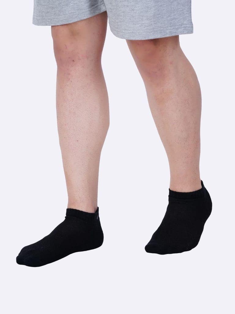 AirGarb Cushioned Low Ankle Socks for Men and Women Made with Cotton & Spandex - Free Size (Black) view 3