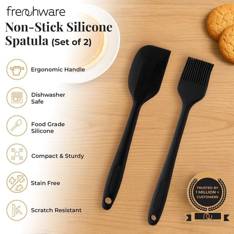 Frenchware Set of 2 Non-Stick Silicone Large Spatula and Spoon for Cooking view 3