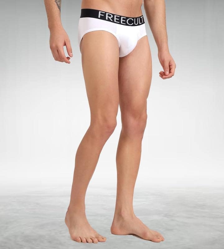 FREECULTR Men's Underwear Organic Cotton (Ultrasoft Waistband) Premium Snug-Fit Brief Pack of 1-White view 4