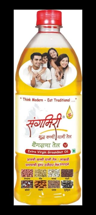 Sangmiri Lakdi Ghana Shengdana Tel (1L) | 100% Pure Extra Virgin Groundnut Oil | Traditional Wood Pressed Kacchi Ghani | For Healthy Cooking