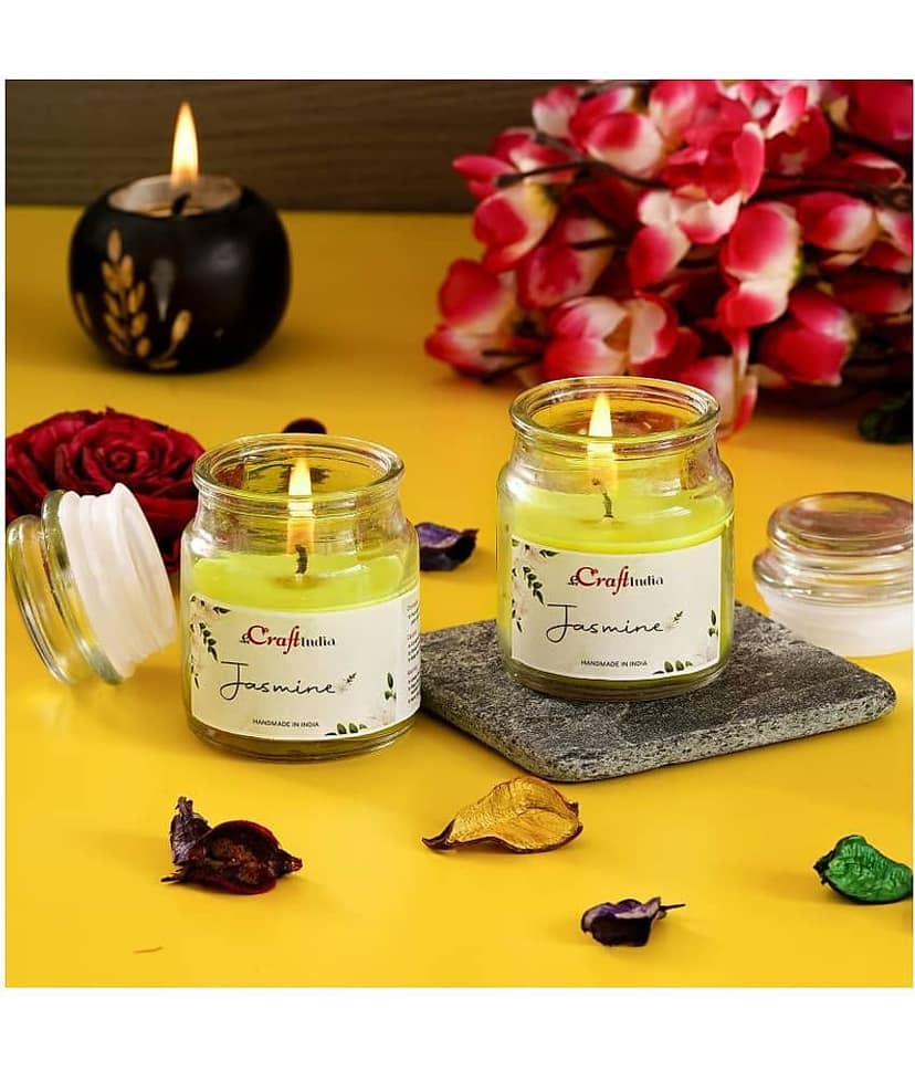 eCraftIndia Jasmine Votive Jar Candle Scented - Pack of 2 view 2
