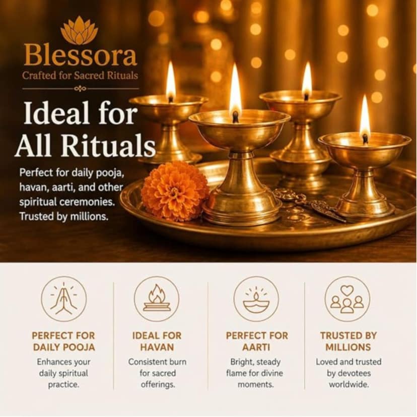 Desi Long Cotton Wicks Diya Batti - White Long Rui for Pooja | Long Lasting Aarti Use | Temple Daily Worship (Pack of 600 Pcs) view 6