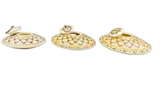 Jakir Hussain Bone Showpices Box with Ambuj painting and antique finish Set of 3