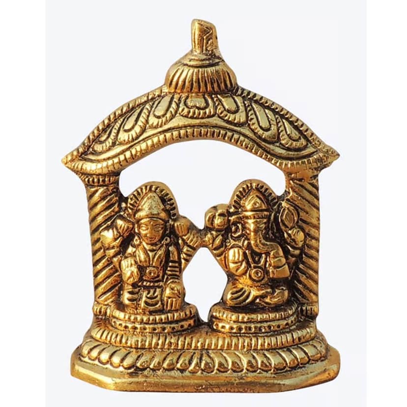 Aluminium Diwali Puja Set with Agarbatti Stand | Laxmi Ganesh Puja Accessories, Height : 4 Inch (ASMAS428 C) view 2