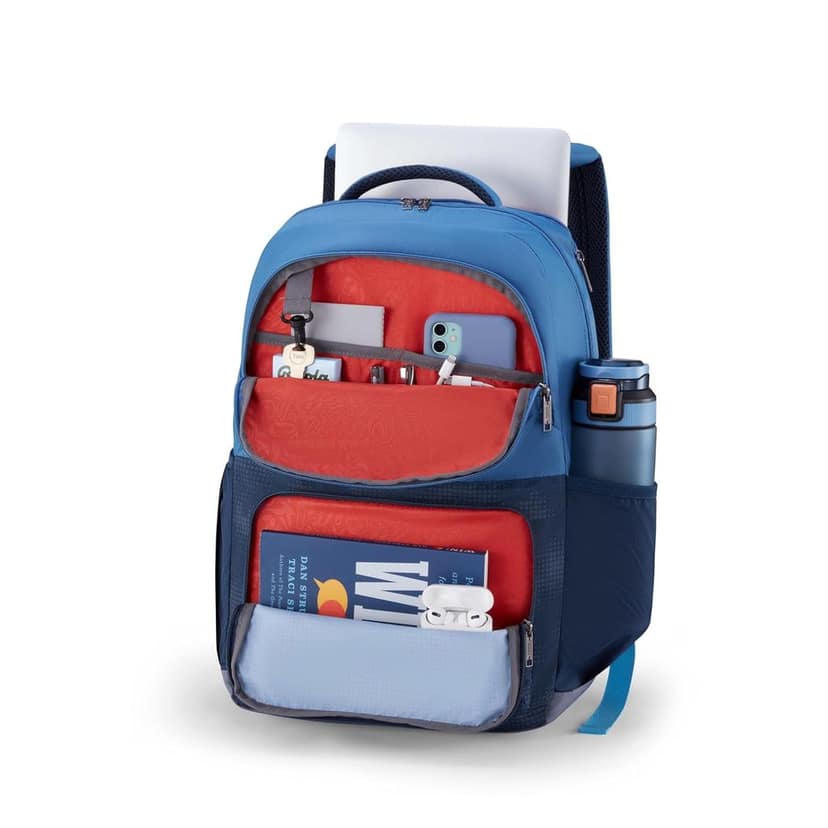 Hall 3.0 Laptop Backpack | 2 Compartments | Lockable Laptop Compartment | Tractum Suspension | Rain Cover | Large Capacity 31.5 L | Navy view 2