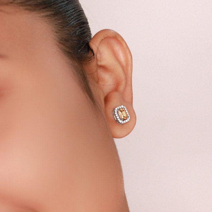 Silver Champagne Crystal Studs view 2