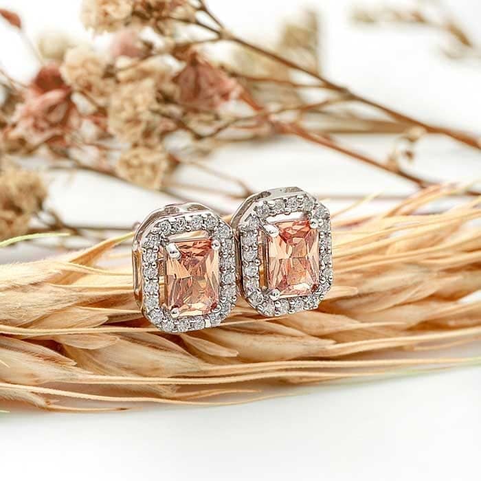 Silver Champagne Crystal Studs view 3