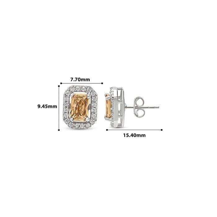 Silver Champagne Crystal Studs view 4
