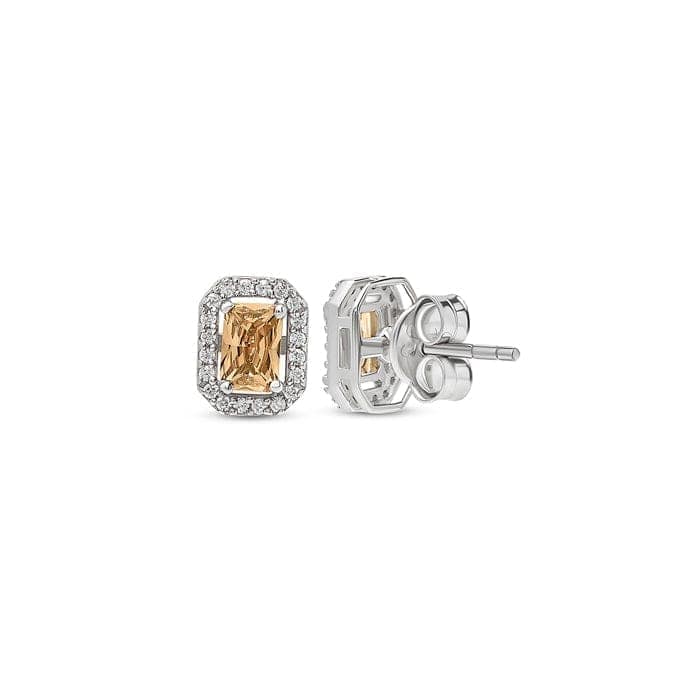 Silver Champagne Crystal Studs view 5