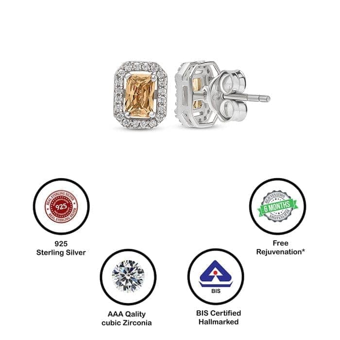 Silver Champagne Crystal Studs view 6