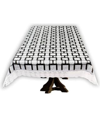 Printed PVC 6 Seater Rectangle Table Cover ( 228 x 152 ) cm Pack of 1 White