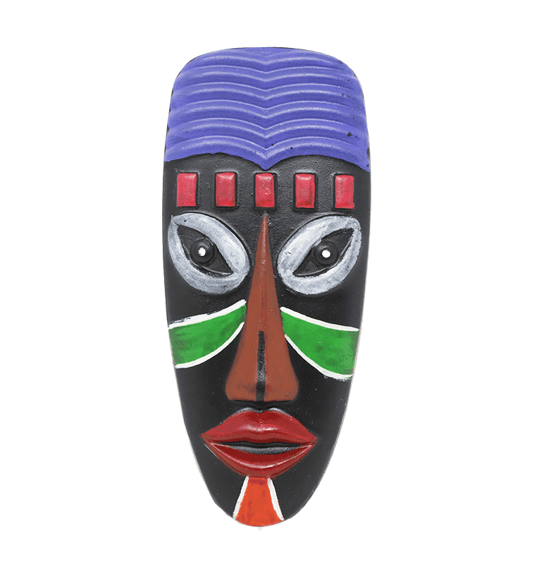 Hand-Carved & Hand-Painted Wooden Tribal Face Mask Wall Hanging (Small Size) view 2