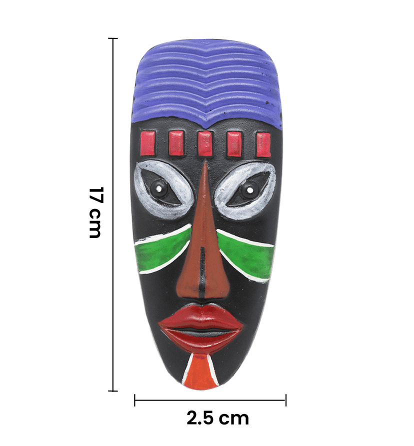 Hand-Carved & Hand-Painted Wooden Tribal Face Mask Wall Hanging (Small Size) view 5