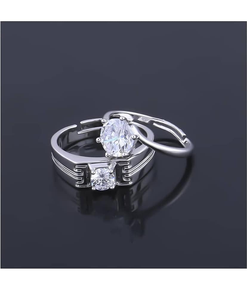 ShreejiHuf - Silver Couple Ring (Pack of 1) view 2