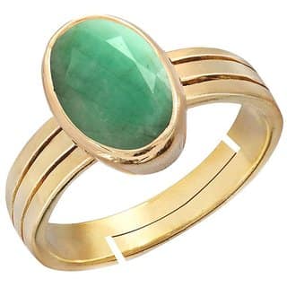 RS Jewellers Certified Emerald Panna 5.05 Carat Panchdhatu Gold Plating Astrological Ring for Men Women