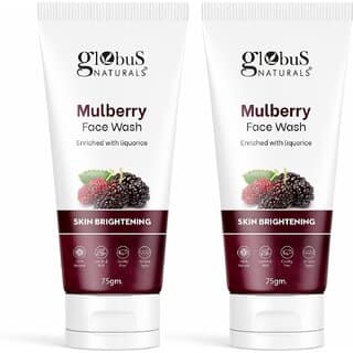 Globus Naturals Mulberry Fairness Face Wash For Even Skin Tone, Deep Cleansing Moisturizing & Nourishing, Natural & Ayurvedic Formula, Chemical Free, Cruelty Free, Suitable For All Skin Types, 75 gm, Set of 2