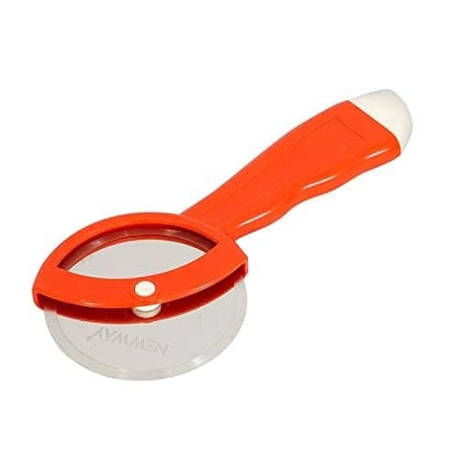 GLOBAL IMPEX Stainless Steel Pizza Cutter Premium Food Grade with Comfortable Plastic Handle Wheel Type Red & Blue Colour with Sharp Blade (Pack of 2) view 2