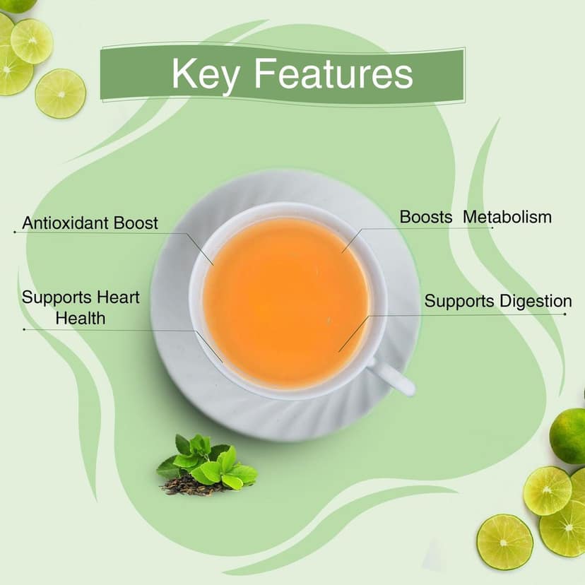 Golden Tips 100% Pure Indian Earl Grey Bergamot Flavoured Green Tea Bags Box (50gm- 25 Tea bags) view 2