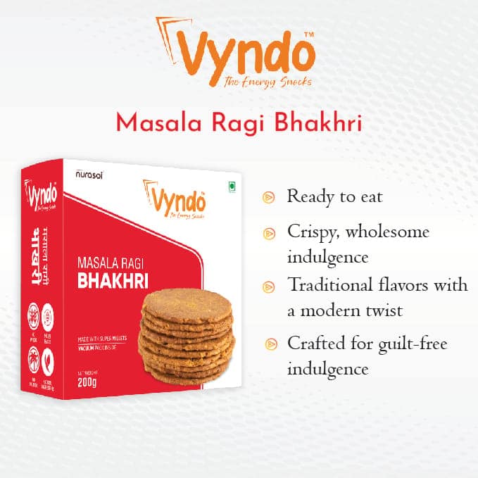Vyndo Masala Ragi Bhakhri - 200 gm each | Millet Snacks | Healthy Snacks | Gluten free view 4