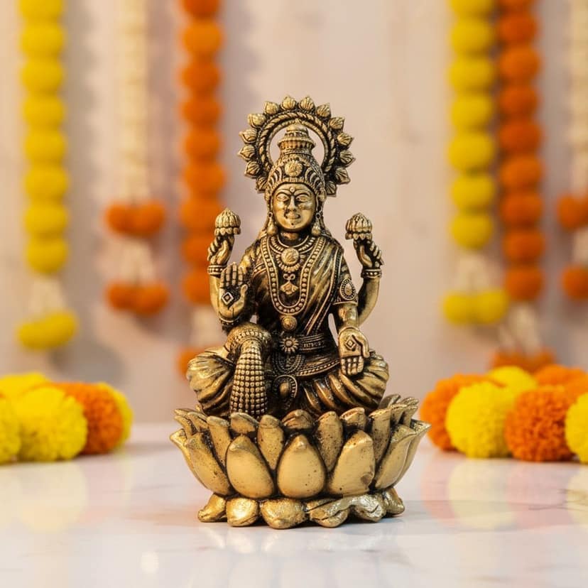 Brass Laxmi Ji Statue � Lakshmi Brass Religious Idol, Height : 4.2 Inch (BSMAS1828 L)
