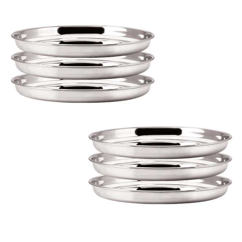 SHINI LIFESTYLE Stainless Steel Lunch Dinner Plates Thali Set with Round Extra Deep, Bhojan Thali(Dia-29cm)