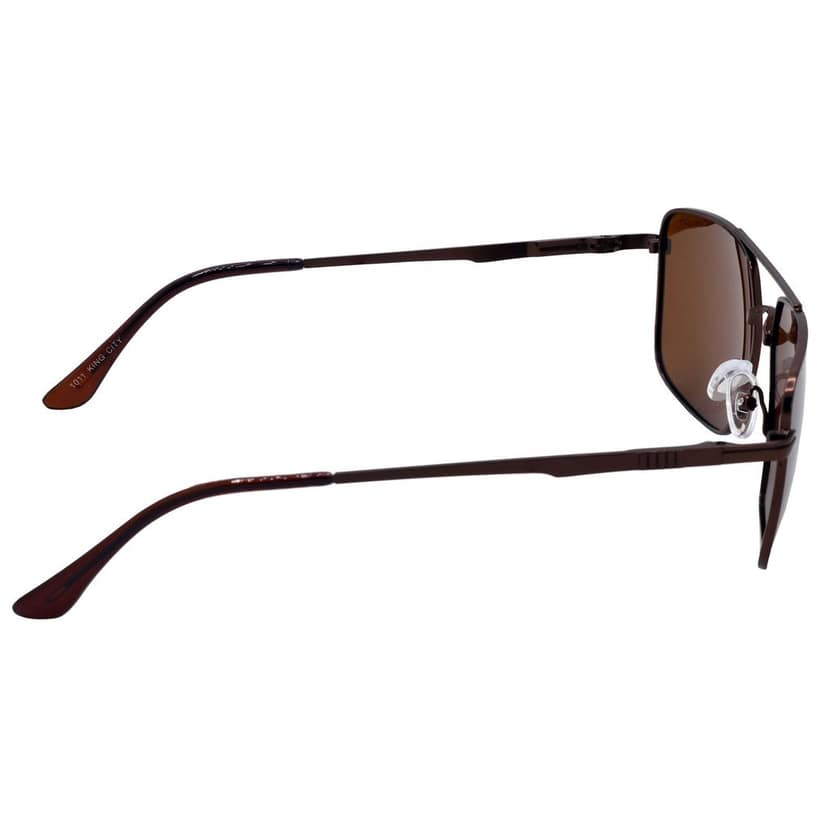 Stylish Rectangular Pilot Full-Frame Metal Polarized Sunglasses for Men and Women | Brown Lens and Brown Frame | HRS-KC1011-BWN-BWN-P view 4